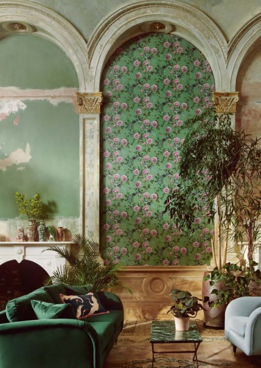 Vintage Chinoiserie Jade Wallpaper
